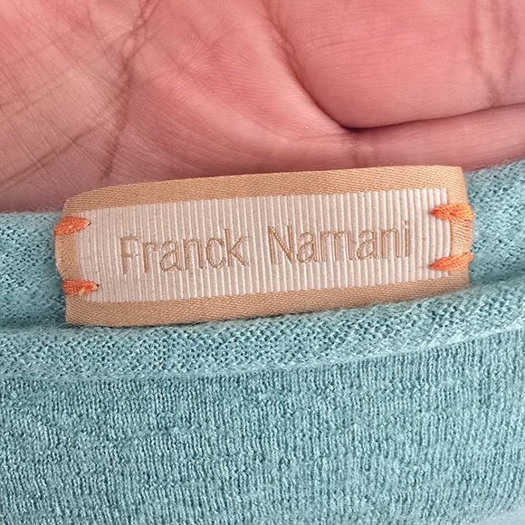Franck Namani Cashmere  Silk Blend Sweater Size 46 Aqua Made in Italy - Picture 8 of 8